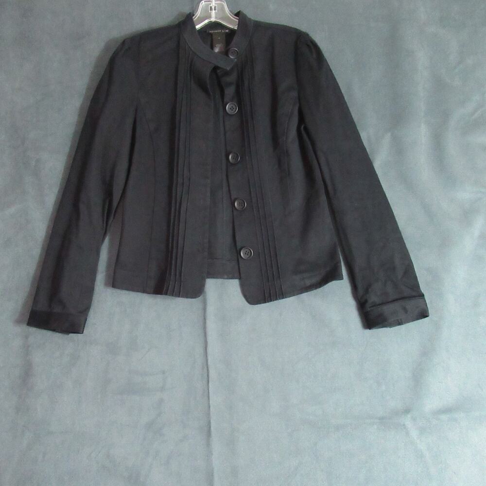 Kenneth Cole Jacket Womens Size 4 Black Pleated Military Fashion Blazer Modern